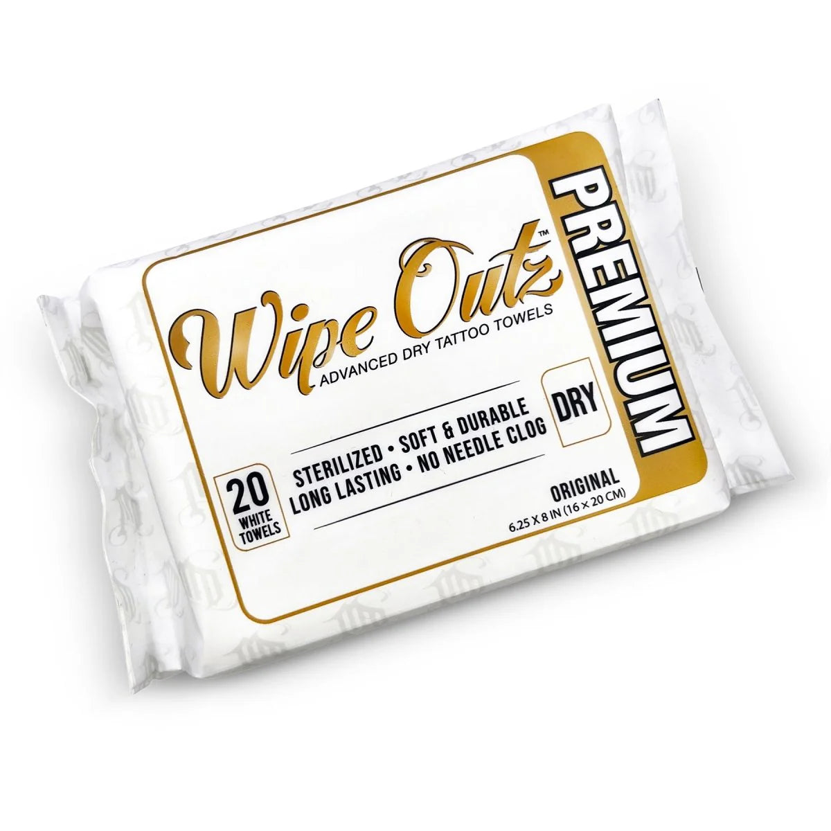 WIPE OUTZ Premium Dry Tattoo Towels (White 20CT)