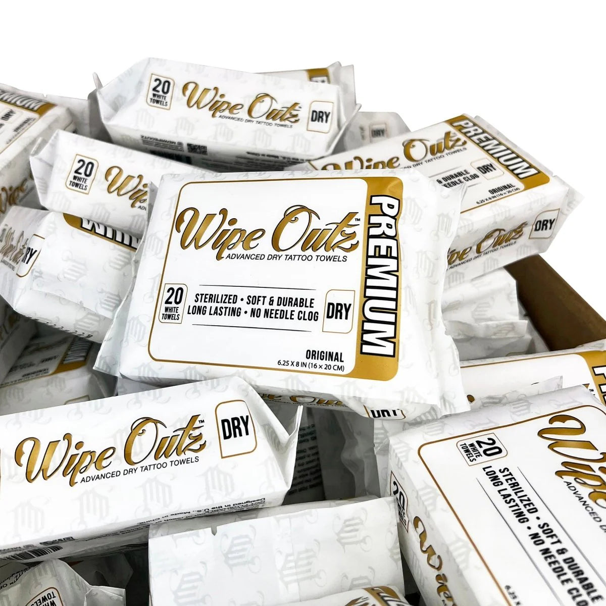 WIPE OUTZ Premium Dry Tattoo Towels (White 20CT)