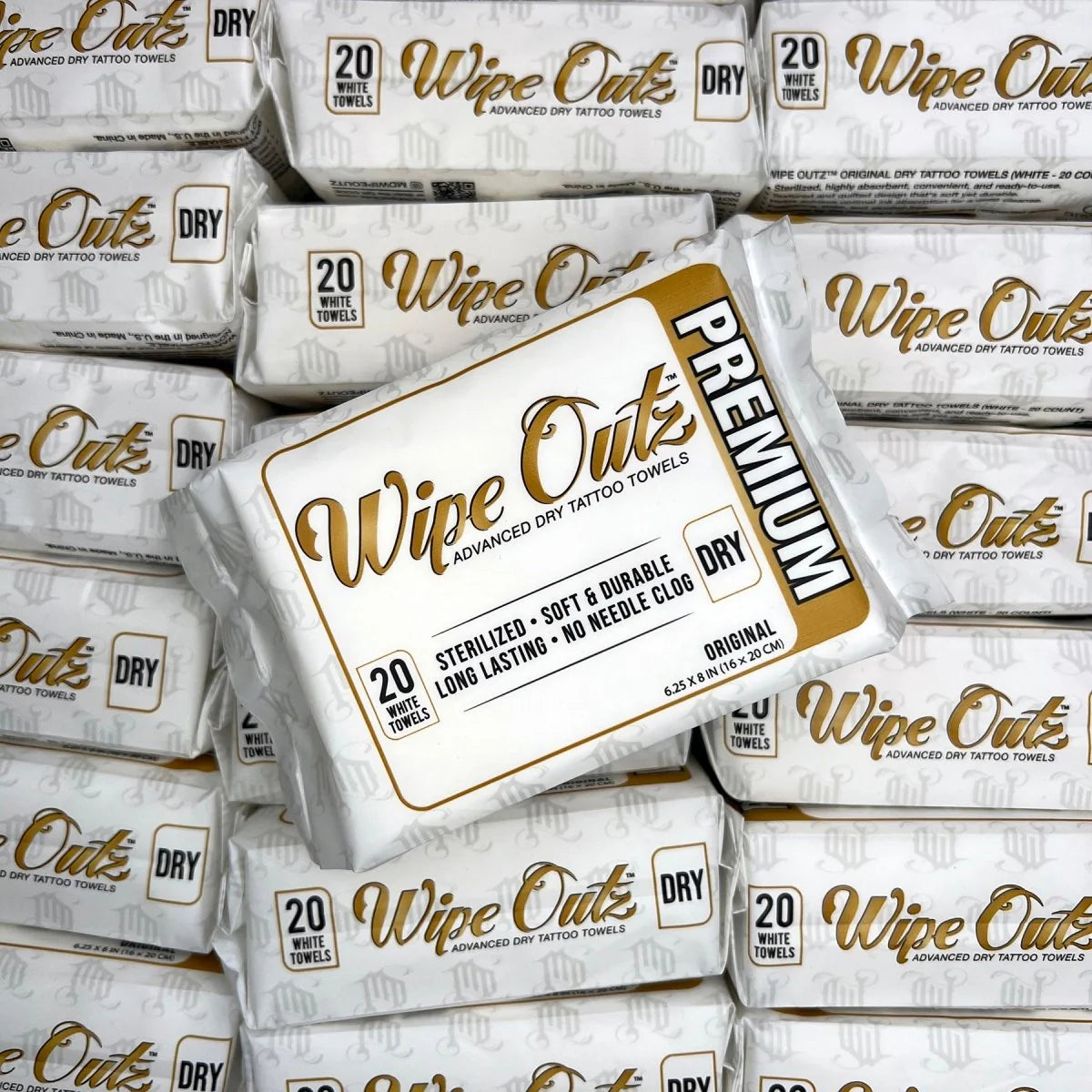 WIPE OUTZ Premium Dry Tattoo Towels (White 20CT)